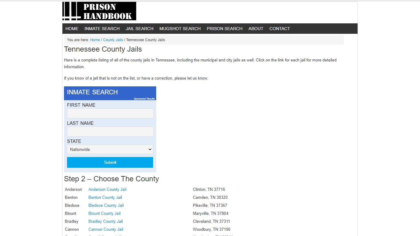 Tennessee County Jails - Prison Handbook