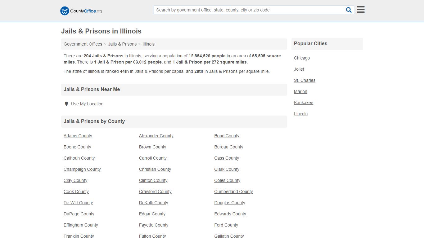 Jails & Prisons - Illinois (Inmate Rosters & Records) - County Office